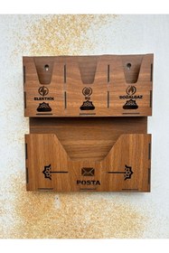 Resim 10kdekor Ahşap Posta Kutusu Apartman Ortak Posta Faturalık AHFAT01 
