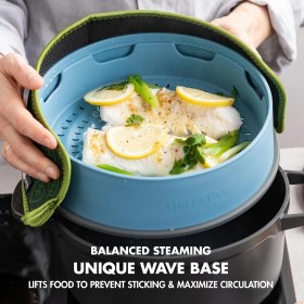 Resim Greenpan Steamy Mavi 24 cm Buharda Pişirici 