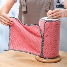 Resim Küpeşte Kumaş Mutfak Bez - Yağ Emici ve Kare Temizlik Bezi, Karışık Renkli Çizgilerle Edgeleri, Tekrar Kullanılabilir ve Dayanıklı Temizlik Bezi, Masaüstü, Tezgahlar için Uygun - Ev ve Ticari Kullanım İçin Uygun, Moda Çizgilerle Edgeleri | Yumuşak Dokulu Malzeme 