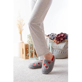 Resim Slipcat Kadın Peluş Kalpli Ev Terliği Peluş Ev Terliği Misafir Terliği Bohça Terliği 