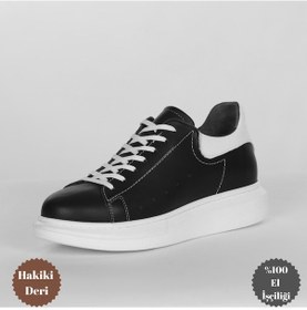 Resim Boy Uzatan Gizli Topuklu Siyah-beyaz Spor Ayakkabı Siyah - Beyaz 