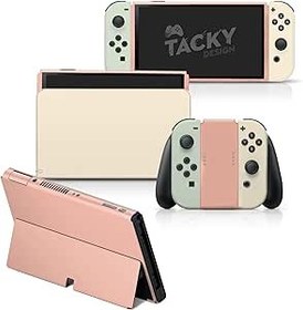 Resim Tacky Design Nintendo Switch OLED Cilt ile Uyumlu Klasik Kaplama - Vinil 3M Düz Renk Engelleme Nintendo Switch OLED Çıkartma Seti - Konsol, Dock, Joy Con için Switch OLED Kaplama - Çıkartma Tam Sarma 