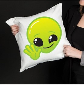 Resim Uzaylı Tasarımlı Dekoratif Yastık Kılıfı Eğlenceli Desen, İçi Boş, Özel Tasarım Çok Renkli 