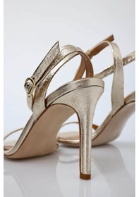 Resim Gold Tek Bant Topuklu Sandalet 25034 Gold 