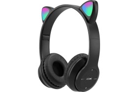 Resim Pazariz P47M Bluetooth Kedi Kulaklık Katlanabilir Sd Kart Girişli Mikrofonlu Kablosuz LED Işıklı 