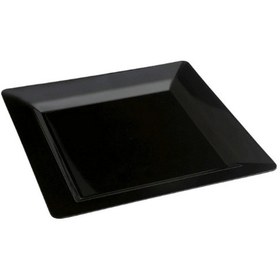Resim Plastik Porselen Görünümlü Kare Siyah Tabak 18 Cm 10 Adet 
