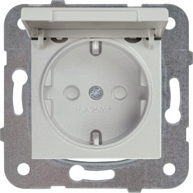 Resim Novella Met Beyaz Kapakli Toprakli Priz Mekanizma +Düğme Kapak Çabuk Bağlanti Çarpma Karşıtı Çocuk Korumalı 