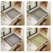 Resim 1 adet Hızlı Kuruyan Emici Çamaşır Makinesi Toz Örtüsü - Modern Diatom Çamuru Tasarımı, TV Standı, Masa, Komodin, Tezgah & Cihazlar için Su Emici Mat, Kauçuk Tabanlı Polyester Kaplamalı, Siyah & Beyaz Ekose Desenli, Cihaz Yüzey Koruyucu | Şık Cihaz Matı | Su Emici Kapak 