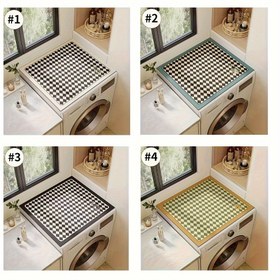 Resim 1 adet Hızlı Kuruyan Emici Çamaşır Makinesi Toz Örtüsü - Modern Diatom Çamuru Tasarımı, TV Standı, Masa, Komodin, Tezgah & Cihazlar için Su Emici Mat, Kauçuk Tabanlı Polyester Kaplamalı, Siyah & Beyaz Ekose Desenli, Cihaz Yüzey Koruyucu | Şık Cihaz Matı | Su Emici Kapak 