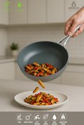 Resim Amboss Sera Nova Yanmaz Yapışmaz Seramik Wok Tava 28 CM - Gri 