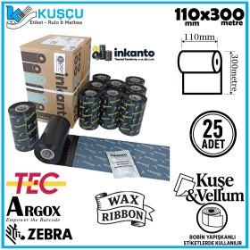 Resim Inkanto 25 ADET Armor 110mmx300mt Wax Ribon Kuşe&Vellum 