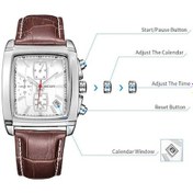 Resim Fortunelane Kahverengi Deri Kordonlu Kare Yüzlü, Luminöz, Takvimli, Su Geçirmez Kol Saati - Multifonksiyonel Spor Ve İş Saatleri Çok Renkli 