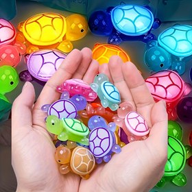 Resim 30 adet Karanlıkta Parlayan 3D Kaplumbağa Heykelleri - Renkli Yarı Şeffaf Plastik Figürler DIY El Sanatları, Parti Hediyeleri, Sınıf Ödülleri ve Plaj Temalı Etkinlikler için, Plaj Temalı Dekorasyon 