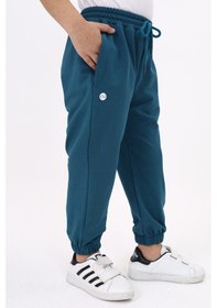 Resim Toontoy Kids Toontoy Erkek Çocuk Baskılı Beli Paçası Lastikli Cepli Basic Jogger Eşofman Altı - 2 İplik Petrol Mavi 