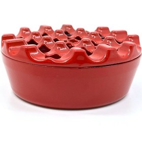 Resim Yuvarlak Metal Küllük - Kırmızı 