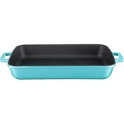 Resim Lava Spring Serisi Yekpare 26x40 CM Döküm Çift Kulplu Dikdörtgen Mat Turkuaz Rosto Ve Fırın Tepsisi LV P TP 2640 SPR TR 