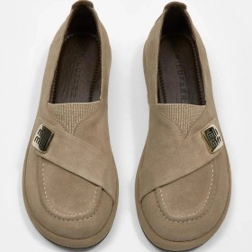 Resim Mii Bej Hakiki Süet Kadın Loafer Bej 