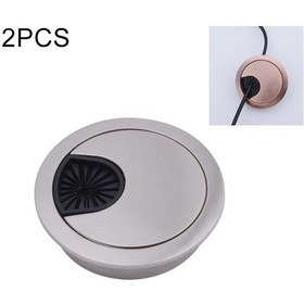 Resim Sones Adet Masaüstü Bilgisayar Masaüstü Çinko Alaşımlı Yuvarlak Diş Açma Kutusu Delik Kapağı, Delik Çapı: 53mm Fırçalanmış Çelik 