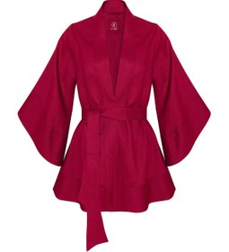 Resim Glow Organik Keten Kimono Elbise Bordo - Standart 
