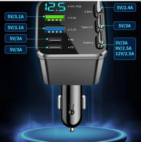 Resim Challenger Siyah 7 Li Araba Sarj Cihazi 120w Hizli Sarj Geri Cekilebilir Kablo Type C İos Uyumlu 