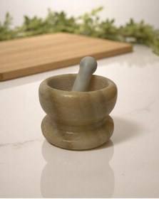 Resim Mermer Açık Renk Havan Sarımsak Döveceği Renkli 