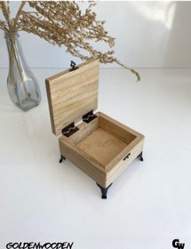 Resim Doğal Ahşap Takı Kutusu Ahşap Saklama Kutusu Ceviz Boy:11cm En:11cm Yük:7,5cm 