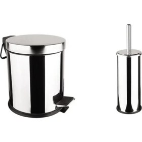 Resim Ytk Çöp Kovasi 5 Lt ve Klozet Firçasi Set-Krom 