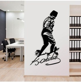 Resim Atatürk Kocatepe Ve İmza Metal Ev Ofis Duvar Hediye Tablo 