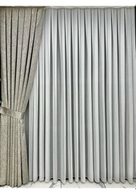 Resim Adde Gri Detaylı Taş Rengi Fon Perde Tek Kanat 1/3 Sık Pile Taş 