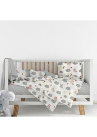 Resim Flanel Pazen Kumaşından %100 Pamuklu Bebek Nevresim Takımı 100x150 Gri 