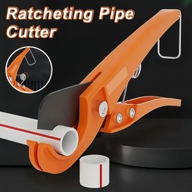 Resim 1 adet Turuncu Ratchetli PVC Boru Kesici Aracı - PEX ve Plastik Boruların Hassas Kesimi için Hızlı Ayarlanabilir Dişli Mekanizma, Dayanıklı Endüstriyel Sınıf Tasarım 