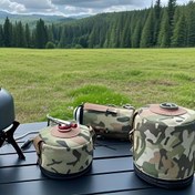 Resim Outdoor kamp malzemeleri koruyucu kapak, kart soba gaz tankı koruyucu kapak, düşme önleyici kapak, piknik ekipmanları, kamp piknik sobası aksesuarları, gaz tankı saklama çantası koruyucu kapak 