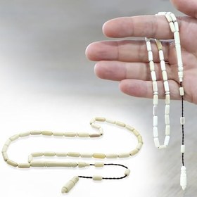 Resim Natural Deve Kemiği Tesbih - Sistemli Tasarım - Krem Rengi - İnce Kapsül Kesim 