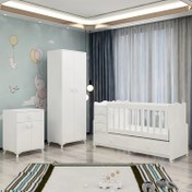 Resim Garaj Home Melina Yıldız 2 Kapaklı Bebek Odası Takımı - Beyaz 