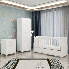 Resim Garaj Home Melina Yıldız 2 Kapaklı Bebek Odası Takımı - Beyaz 