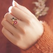 Resim Emaye çiçek ve açıklıklarla süslenmiş, şık ve kişiselleştirilmiş retro yüksek kaliteli Fransız çok yönlü işaret parmağı yüzüğü F38 