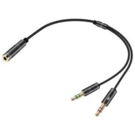 Resim Yeka Kulaklık Mikrofon Ayırıcı Y Kablo 3.5 Mm Dişi To 2 X 3.5 Mm Erkek 