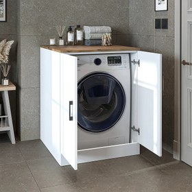 Resim Kapaklı Çamaşır Makinesi Dolabı - 1016 - 70 CM / Atlas Çam-Beyaz 