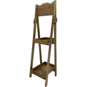 Resim Rusthing Doğal Ahşap Sebzelik Meyvelik Çiçeklik 2 Raflı Çok Amaçlı Dekoratif Dolap Raf Ceviz Renkli 