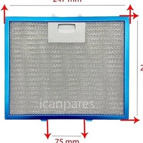 Resim 24.7 X 20,5 Cm Aspiratör Davlumbaz Metal Yağ Filtresi 247x205mm 