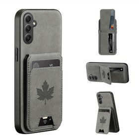 Resim Şık Yapay Deri Cüzdan Telefon Kılıfı A56/A36/A26/A16/A06/A55/A35/A25/A15/A05S/A54/A34/A24/A14/A53/A33/A23/A13/A52/A32/A12/A22/A51/A71, Kartlık ve Stand, Akçaağaç Yaprağı Desenli 
