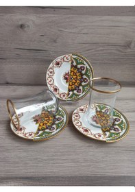 Resim Konyax Verde 6 Kişilik 12 Parça Çay Seti Renkli 