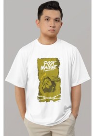 Resim Tasarım Post Malone Rapper Şarkıcı Baskılı Unisex Oversize Tişört Beyaz 