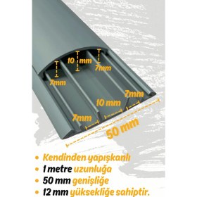 Resim 1m Kendinden Yapışkanlı 50X12MM Gri Balık Sırtı Kablo Kanalı 