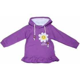 Resim İrem Kız Çocuk Önü Arkası Papatya Desenli Kapüşonlu Mor Renk Sweatshirt 