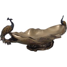 Resim Tavuskuşu Figürlü Bronz Renk Dekoratif Büyük Gondol Kase 