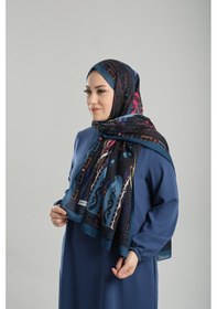 Resim Petrol Mavisi Desenli Şal Kesik Elyaf Pamuksu Etnik Dijital Baskılı 202124 17 Petrol Mavisi 