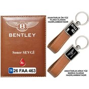 Resim Plakanıza Özel Bentley Logolu Taba Ruhsat Kabı Ve Anahtarlık 