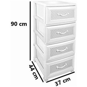 Resim Omnipazar Srl-4001 Delikli Plastik Komidin Mutfak Sebzelik 4 Katlı Beyaz 