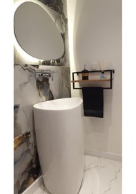 Resim Aryamo Duvar Rafı Ceviz - Siyah 